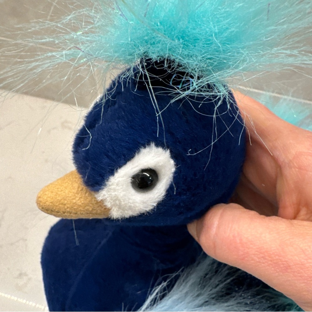 Aurora World Plush Peacock Toy with Blue and Teal Feathers 9” - Picture 8 of 9